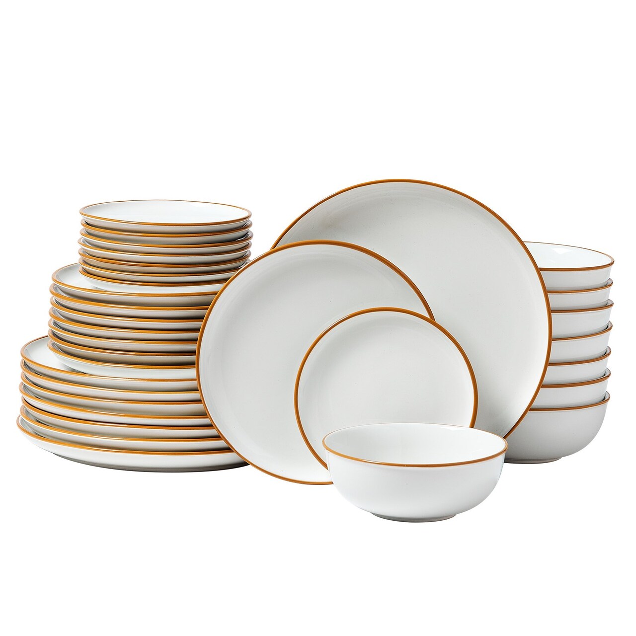 Ceramic Dinnerware Set, Round Plates and Bowls, Dishwasher & Microwave Safe
